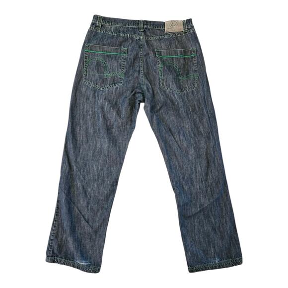 Q BY QRUEL Green EMBROIDERY POCKET BLUE DENIM JEANS MEN'S SIZE 36 X 32 - Picture 4 of 5